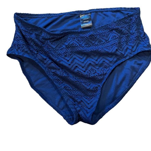 Catalina Swim bottom Navy crochet Hi waisted hi cut bikini bottom Sz L (12-14) - Picture 1 of 4